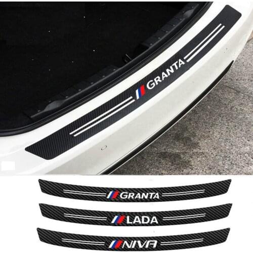 Mutips carbon fiber car rear bumper sticker protection Cover Accessories Exterior Auto for Lada Vesta Xray Largus Granta NIVA
