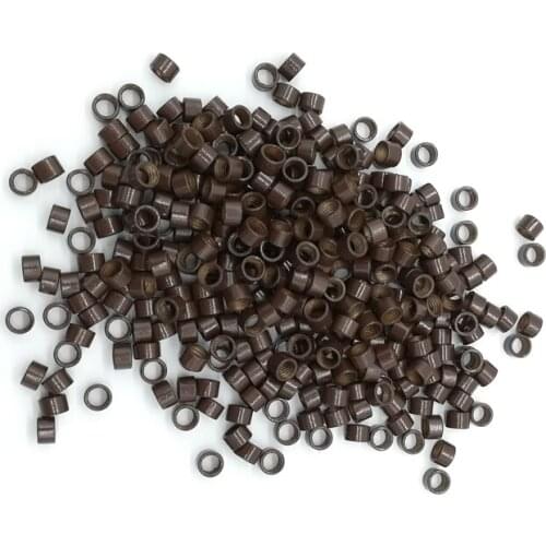 Freeshipping - 10000pcs 4.5mm Micro Aluminium Rings With Screw / Links Beads / Black D-Brown Brown L-Brown D-Blond Blond Auburn