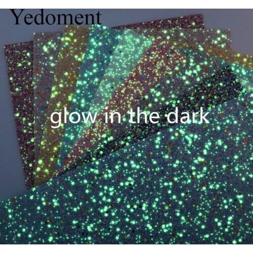 21CM*29CM Glow In The Dark Shiny Faux Leather Sheets For Bows Handmade Decoration Crafts Materials Bag Shoes Accessories