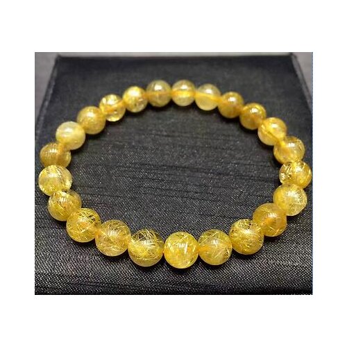 Natural Copper Rutilated Quartz Cat Eye Crystal Beads Bracelet 11mm AAAAA
