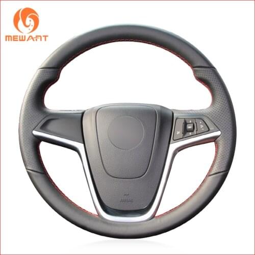 MEWANT Black Genuine Leather Car Steering Wheel Cover for Opel Mokka 2013-2016 Opel Insignia 2009-2013 Astra J 2010-2015 Meriva