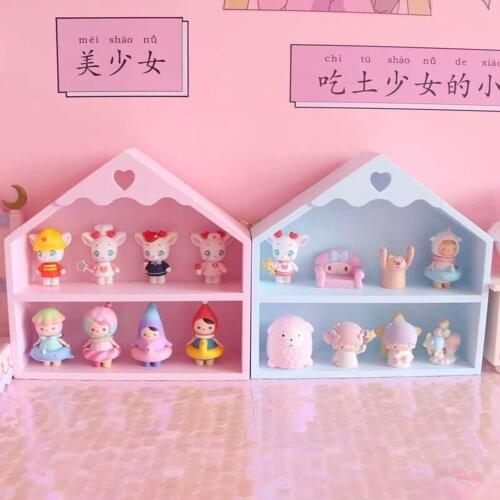 Pink Girl Nordic Wooden Cabinet cute 2 floor desktop Storage rack cosmetic brush organizer home bedroom decoration Ornaments new