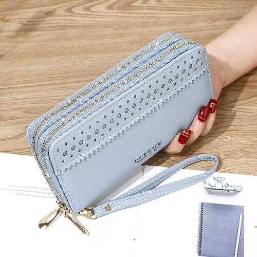 Womens Long Wallet Female Double Zipper Tassel Coin Purse Card Holder Wallets Female Large Capacity Leather Clutch Phone Bag