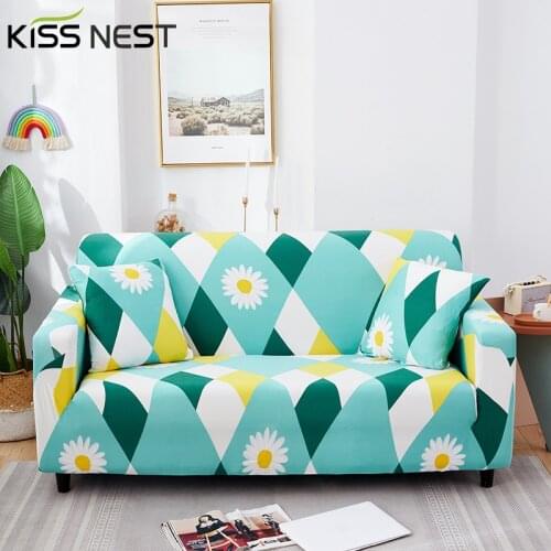 Elastic Spandex Chrysanthemum Pattern Sofa Protective Cover Chaise Lounge For Living Room 1 2 3 4 Seater,L Shape Need 2 Piece