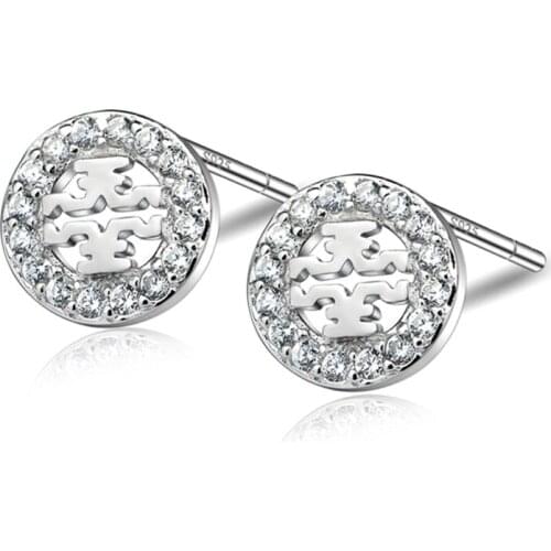 GNE0983 Hot Sale 100% Real 925 Sterling Silver Stud Earrings Sweet Fashion Crystal Charming Earring, Fashion Jewelry For Women