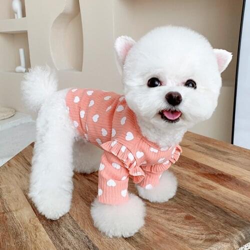 Cotton Dog Shirt Pajamas Small Dog Clothes T-shirt Pyjama Puppy Outfit Yorkie Vest Pomeranian Schnauzer Heart Pet Clothing