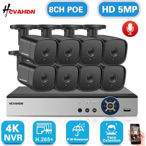 Home Cctv Camera Security System Kit 8ch POE NVR Outdoor Face Detection Video Surveillance Two way Audio Poe Cameras System Set