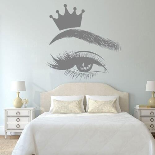 Crown Eyelash Decal Eyelashes Murals Art Beauty Salon Style Home Decor For Woman Girls Bedroom Wall Sticker Lashes Brows LC1360