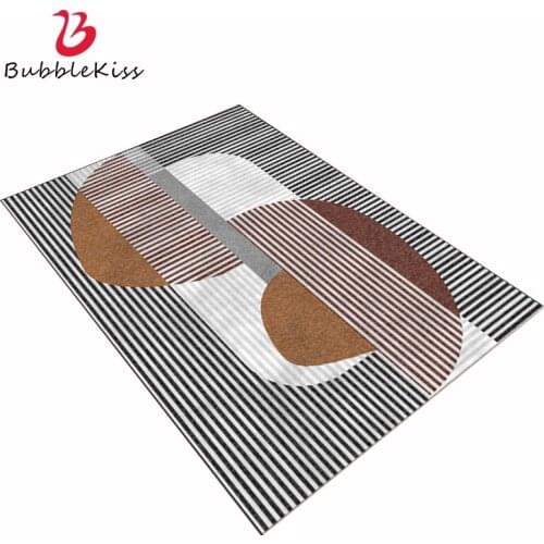 Bubble Kiss 100% Polyester Soft Rugs For Modern Living Room Nordic Dark Gray Geometric Line Pattern Rug Coffee Table Floor Mat