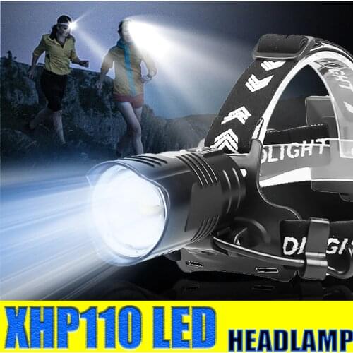 1000000LM XHP110 LED Bright Headlight XHP90 High Power Head Lamp Waterproof Torch Rechargeable 7800mah Zoom FlashLight By 18650