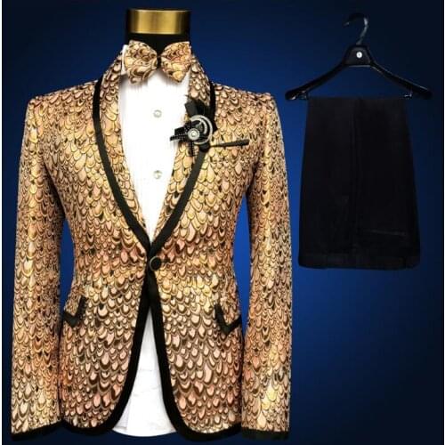 Men suits designs masculino homme terno stage costumes for singers men sequin blazer dance clothes jacket style dress punk rock