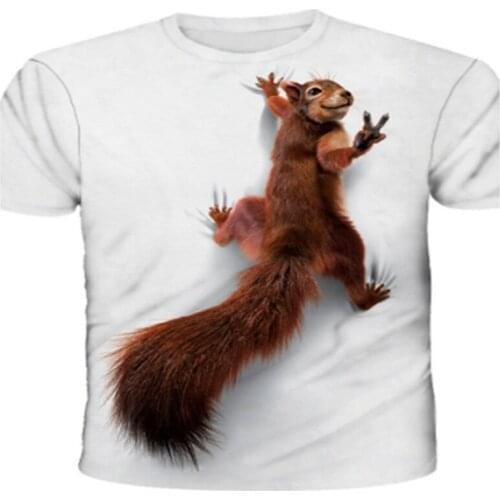 2021 new casual top short-sleeved 3D squirrel figure cute t-shirt mens casual short-sleeved t-shirt