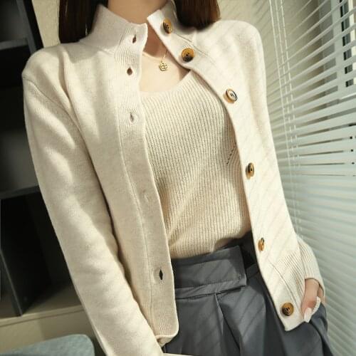 LONGMING 2021 New 100% Merino Wool Women Sweater Spring Sweater Knitted Cardigan Women Cardigan Women Cashmere Sweaters