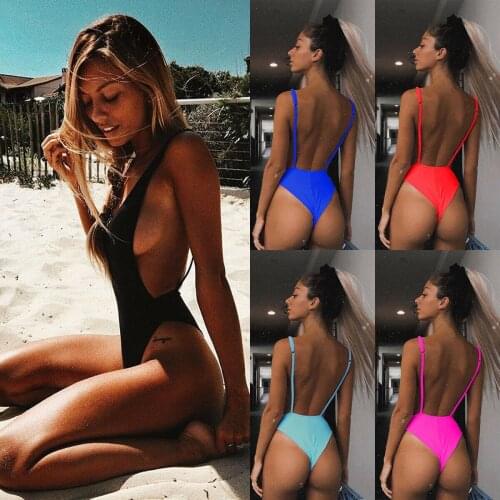 2019 New arrival sexy summer women Backless One Piece Womens Bikini Push up Padded Bra Swimsuit Bathing Swimwear Beachwear