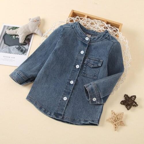 Baby clothes spring autumn fashion solid color denim shirts jackets for boys jacket for baby girl childrens clothes baby shirts
