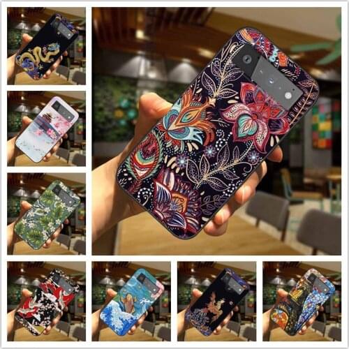 Painted Case For Google Pixel 6 Cover Pixel6 Emboss Silicone Relief 3D Soft Fundas For Google Pixel 6 Pro Capas 6Pro Flower Bag
