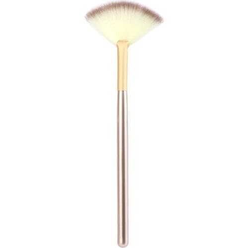 Wholesale 20/50/100/200 Professional Fan Makeup Brush Highlighter Contour Face Brushes champagne Gold Cosmetic Beauty Tools