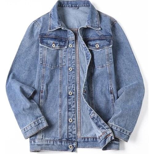 Autumn new style Korean fashion mens loose casual denim jacket classic blue mens high-quality cotton jacketM-7XL