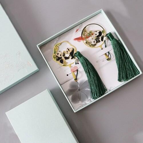 Panda Tassel Bookmark Metal Set Metal Animal Bookmark Customization Color Panda Bookmark Teacher Gift Korean Stationery