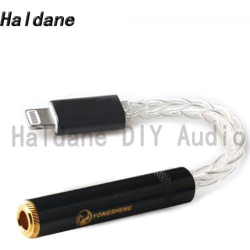 Haladne HiFi DAC Decoder Chip Adapter for Light-ning Dad Male Connector 6.35mm TRS Female Jack for Earphone Amplifier