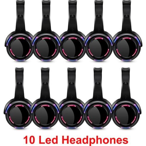 Professional 10pcs led flashing light silent disco Headset wireless Headphones Only- RF Wireless For iPod MP3 DJ music pary club