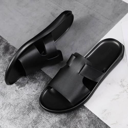 Minimalist Shoes Sandal Men Shoes For Sandels Summer Casual Mens Sandals Genuine Leather Slippers Sandles Flat Flip Flops Indoor