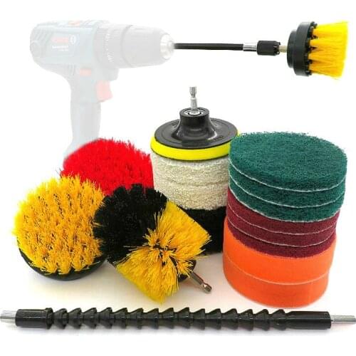 Drill Brush Scrub Pads 18 Piece Power Scrubber Cleaning Kit - All Purpose Cleaner Scrubbing Cordless Drill for Cleaning Pool Til