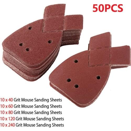 25/50pcs Sanding Paper Mouse Sanding Sheets Pads 40/60/80/120/240Grit Orbital Sandpaper For Black & Decker Palm Polishing Papers