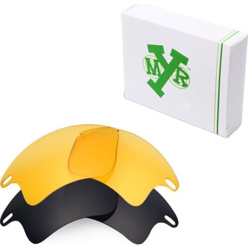 Stealth Black & HD Yellow 2 Pairs Mryok Replacement Lenses for Oakley Fast Jacket XL Sunglasses