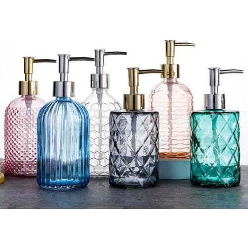 Glass Hand Liquid Soap Dispenser Pump Shampoo Bottle Shower Gel Storage Box Kitchen Sink Bathroom Accessories Set 330ml 400ml