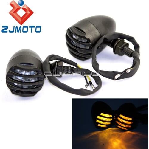ZJMOTO New Clear Lens Motorcycle Bike LED Turn Signal Indicator Amber Light For Harley Chopper Bobber Cafe Racer