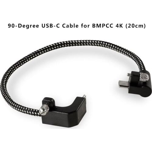 Tilta 90-Degree Black 20cm USB-C Cable CB-USBC-20 for Tilta BMPCC 4K camera cage