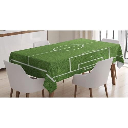 Soccer Field Grass Motif Stadium Game Match Winner Sports Area, Rectangular Table Cover