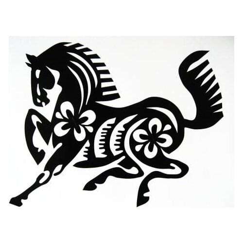 Chinese Horse Art Vinyl Car Decal Rear Windshield Decor Car Stickers Car Accessories Waterproof Car Window Decals Fashion T022