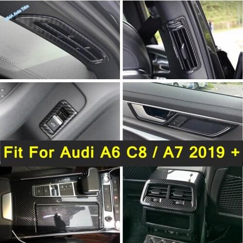 Carbon Fiber Interior For Audi A6 C8 / A7 2019 - 2021 AC / Door Handle Bowl / Gear Shift Panel / Trunk Door Control Cover Trim