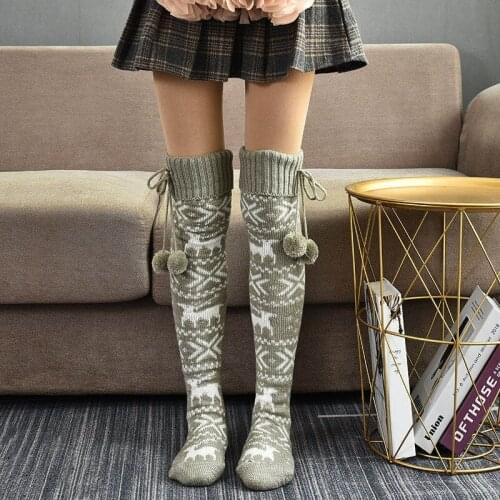 Women Christmas Stockings Autumn Spring Knitted High Over The Knee Socks Lady Lovely Warm Comfortable Thick Long Socks