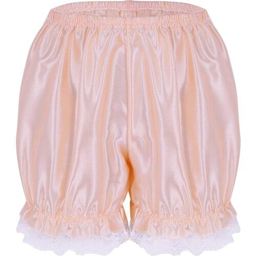 YiZYiF Women Girls Pumpkin Bloomers Sexy Lace Hem Shiny Shorts Pants Cute Security Shorts Female Dancing Bottoms Sweet Pajamas