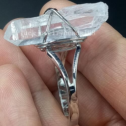 Free Shipping Women Fashion Jewelry White Crystal bead Ring Adjust size 7~12" (us) C4656