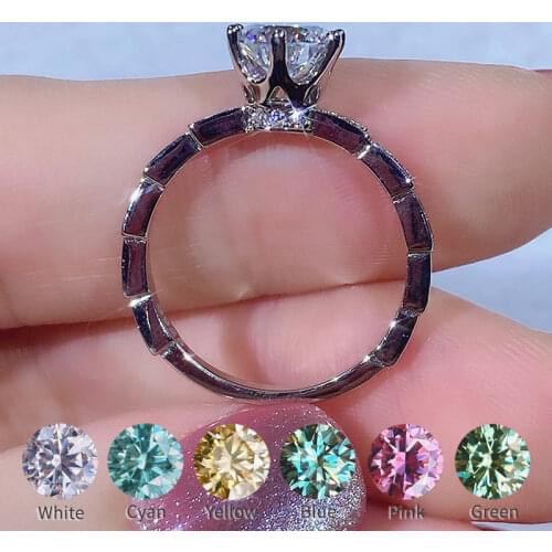 0.5-2ct Carat Moissanite ring D-F Color VVS high quality Classic Wedding Rings Women 925 Sterling Silver Platinum Plated Female