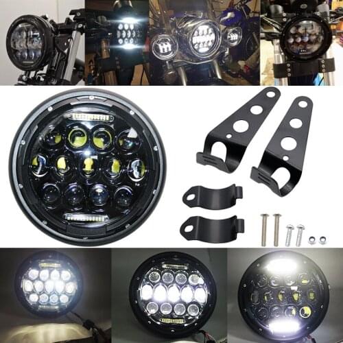 1set 7.5 inch Universal Cafe Racer Round Motorcycle LED Head lamp Headlamp Distance Light Refit 7.5" Motorcycle