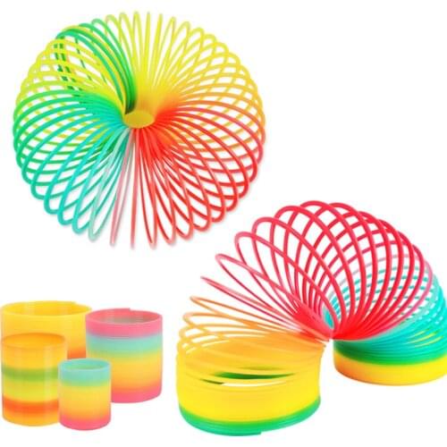 1pcs Rainbow Circle Funny Toys Early Development Educational Folding Plastic Spring Coil Childrens Creative Magical Toys
