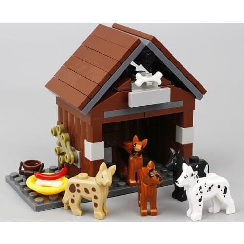 2020 City Zoo Animals Animal Dog Scene Doghouse Cute Animals Figures Building Blocks Bricks Assemble toys