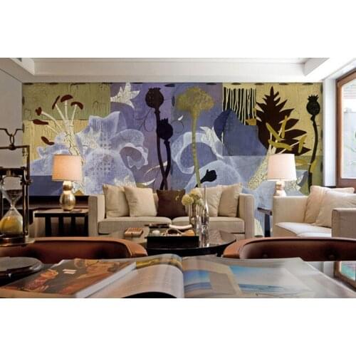 The custom 3D murals,modern abstract lily flower leaf oil painting ,living room sofa TV wall bedroom wall paper