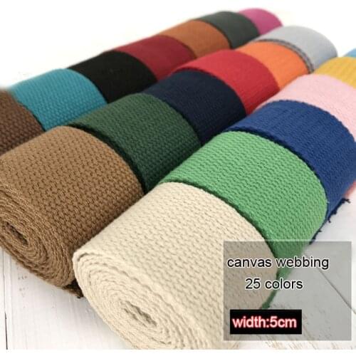 50mm( 2") Canvas Webbing 5meters Length Heavy Canvas Webbing Strap Belting Bag Strap Tape For DIY Bag Luggage Colorful