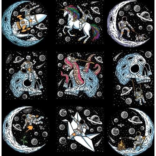 Astronaut/Skull Thermo Stickers Whale Heat Vinyl Transfer For Clothing Iron On Transfers For Clothes Applique For T-shirt Diy