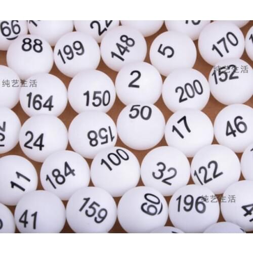 White color digital number1 to 200 game balls pingpong ball lottery draw ball