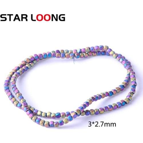 7colors Natural Stone 3*2.7mm Hematite Beads Matt Square shape Loose Beads for DIY Necklace Bracelet Jewelry Making Accessories