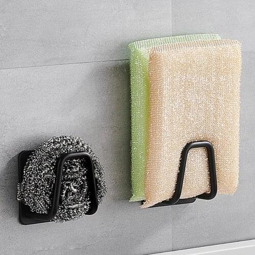 Kitchen Sponge Holder Adhesive Sink Sponges Drain Drying Rack Stainless Steel Storage Holder For Organizer Sink Strainer