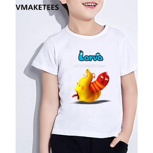 Kids Summer Girls & Boys T shirt Korea Hilarious Insect Larva Cartoon Print Childrens T-shirt Funny Cute Baby Clothes,HKP5213