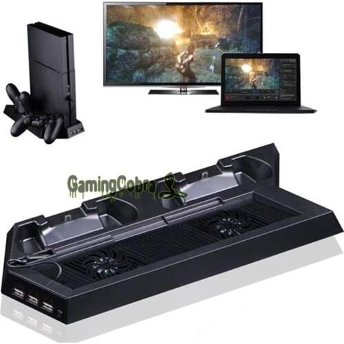 Vertical Stand Cooling Fan Dual Charging Station for Playstation 4 PS4 DualShock